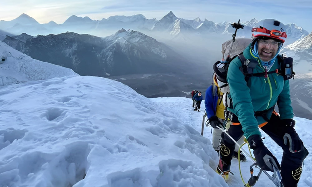 American Doctor Jonathan Sugarman pictured on a climb.