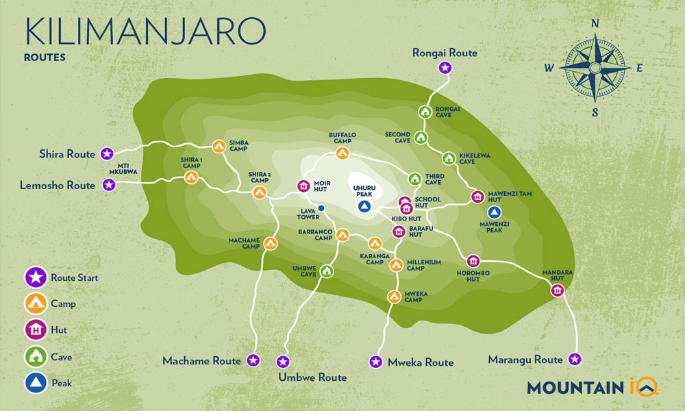 Which routes should I take to find wildlife on Kilimanjaro