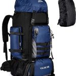 90L Waterproof Hiking Daypack with Rain Cover Molle Camping Backpack Large Travel Bag for Men Women Lightweight Sports Bags (Dark Blue)