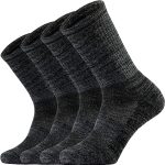 Ortis Men's Merino Wool Moisture Wicking Light Weight Breathable Cozy Outdoor Hiking Hike Cushion Crew Socks 4 Pack