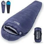 QEZER Down Sleeping Bag for Adults 32 Degree F Backpacking Sleeping Bag with 600 FP Down Ultralight Mummy Sleeping Bag