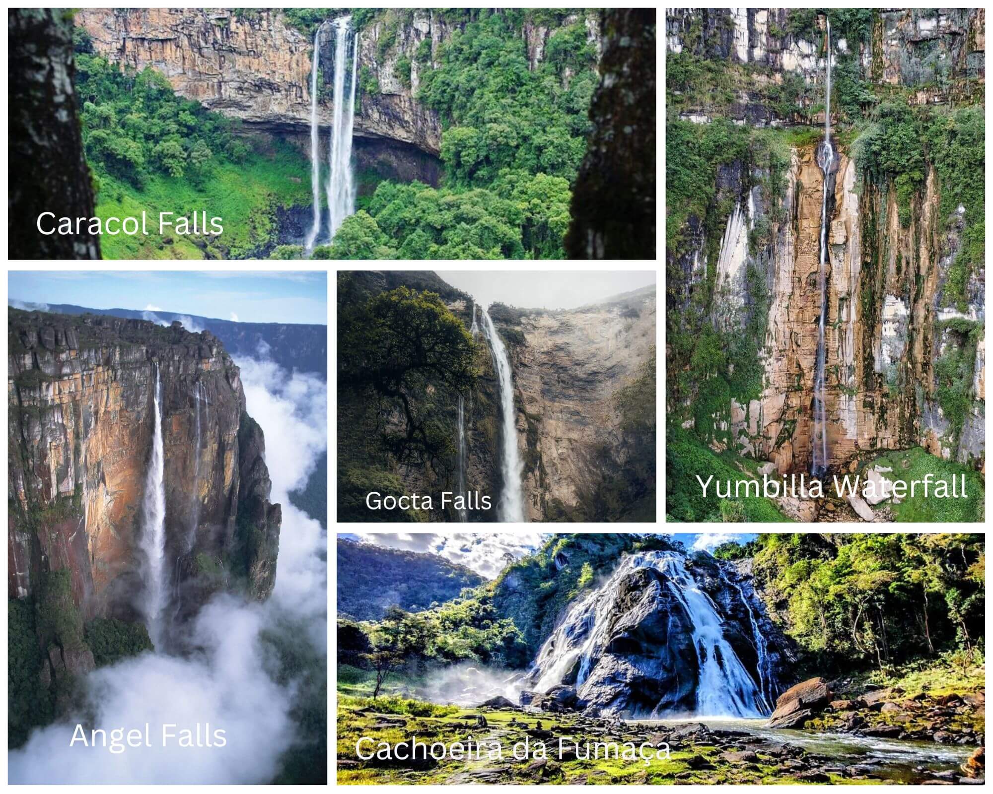 5 Waterfalls In south american Continent
